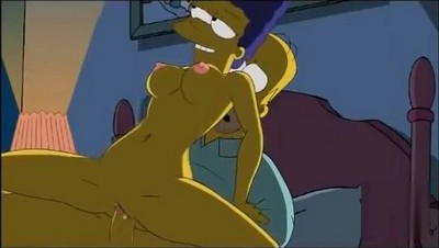 Гомер и Мардж Симпсон целуются в мультфильме Симпсоны XXX.