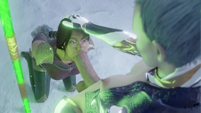 Фута Фрост вводит свой хвост в рот Джейд.