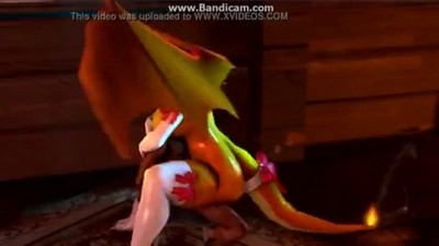 Парень, пристегнутый к стулу, занимается сексом с женским Чиризардом из покемонов.