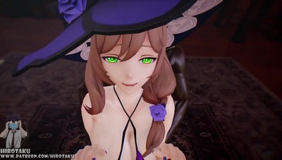 Геншин и Лиза участвуют в откровенной групповой вечеринке.