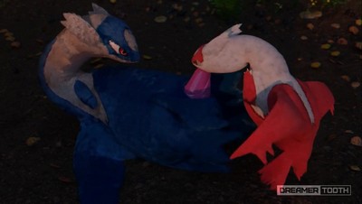 Покемоны занимаются сексом в лесу.