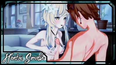 Анимированный персонаж Люмин участвует в сексуальных действиях с использованием рук, а также занимается сексом.