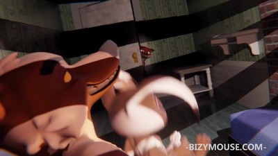 Ник Уайлд следит за своим братом, который встречается с кроликом Джуди Хопс.