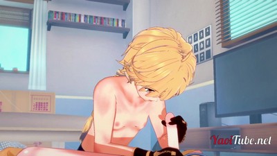 Анимационный эпизод из игры Genshin Impact, в котором герои Фишль, Мона, Лиза, Райдэн, Дилюк и другие вовлечены в интимные сцены, доступен для просмотра на смартфоне в высоком разрешении.