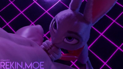 Джуди Хоппс из Зверополиса общается с парнем в ночном клубе.