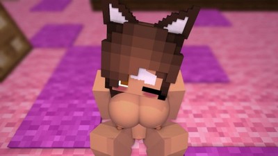 3D котенок виртуально пьет Майнкрафт-сок, наслаждаясь им.