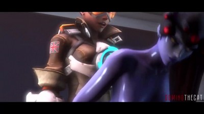 Tracer and Widowmaker engage in animated adult content.