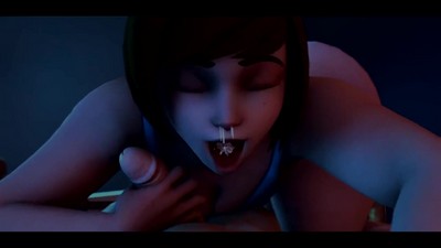 Мей получает камшот в ротик, а сперма текёт из её носа.