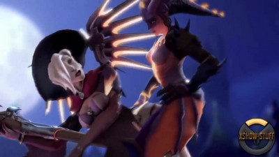 Секс Mercy и Symmetra в Хэллоуин.