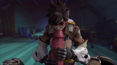 Tracer enjoys a passionate encounter with TurboSwine, a character from the game Overwatch.