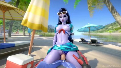 Widowmaker, the audacious character from Overwatch, couldn't resist and engaged in intimate activities with a gentleman on a public beach.