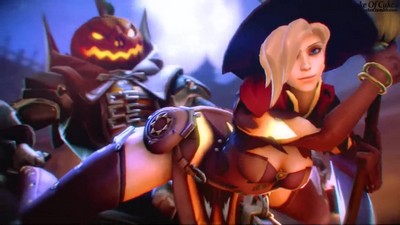 Mercy из игры OverWatch провела особенное событие на кладбище во время Хэллоуина.