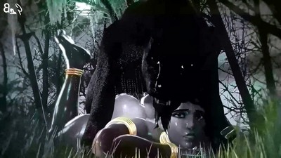 В лесу под дождем черный леопард проявляет интимный интерес к Pharah.