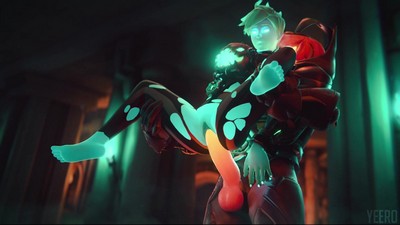 Yeero3D created a video featuring Tracer and Reaper from the game Overwatch.