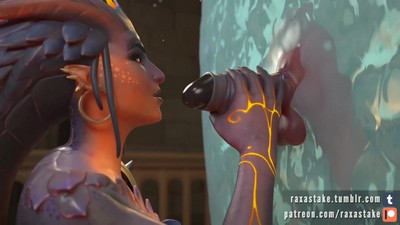 Symmetra наслаждается наслаждающейся интимностью с созданием Bad Dragon с помощью своего телепорта.