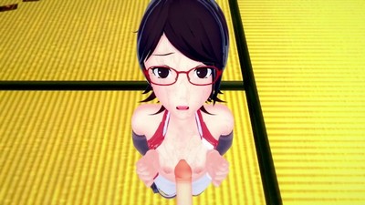 Сарада, возбужденная и с маленькой грудью, испытывает множество оргазмов от огромного члена, проникающего глубоко в ее влажную киску.