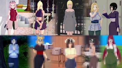 Анимационное порно в 3D с героями комикса Наруто - Сакурой, Ино, Цунаде, Шизунэ и Самуи.