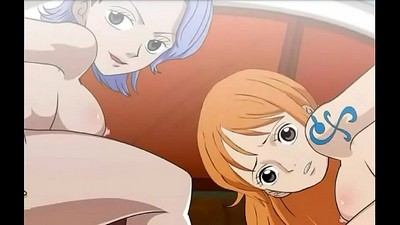 Nami and Nojiko engage in intimate activities in the One Piece series.