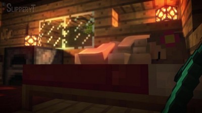 XXX Minecraft наполняет ее желудок аппетитными сливками.