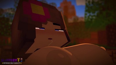 Крипер подкрадывается к Дженни, персонажу из игры Майнкрафт.